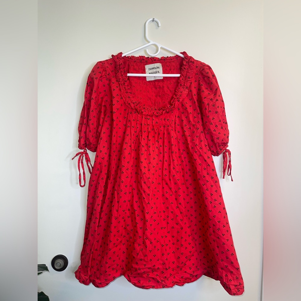 Damson Madder Jemima Mini Dress - Red Cherries size UK 16 US 12 - Picture 8 of 14